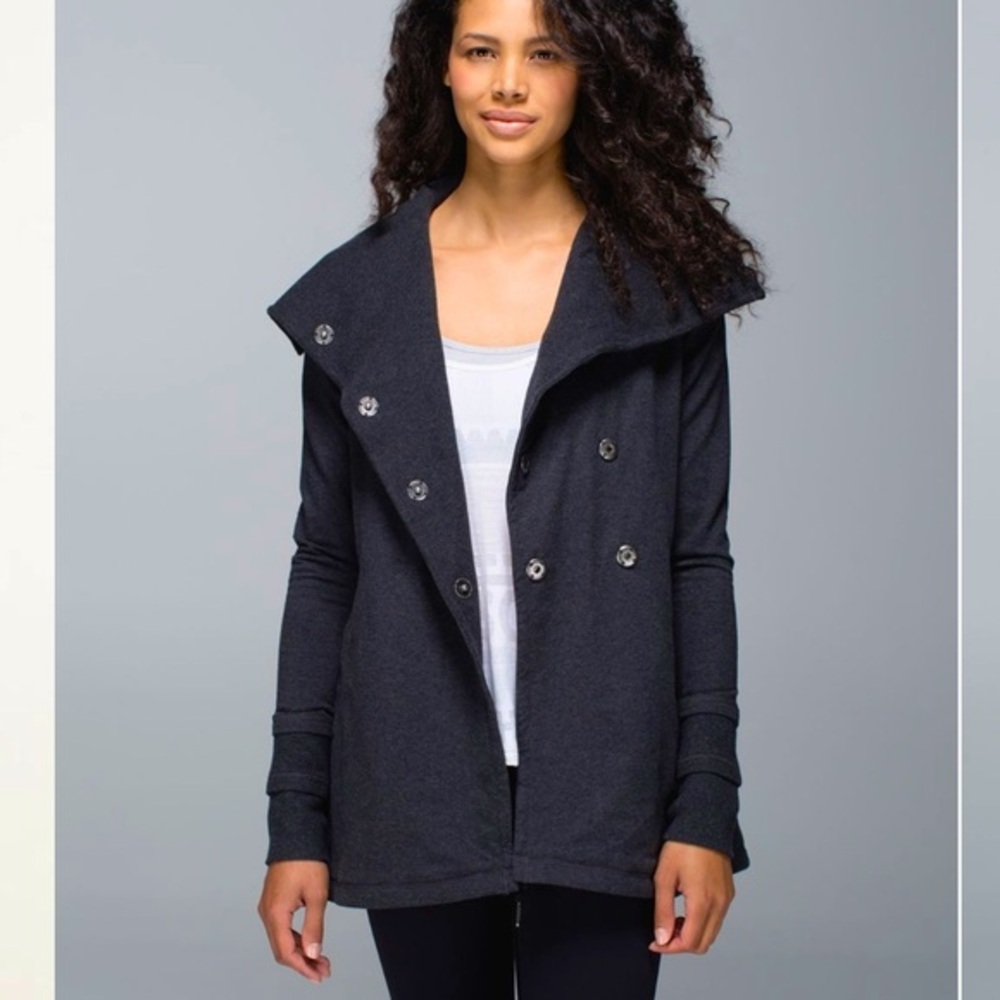 Lululemon Gratitude Wrap Double Breasted Jacket Pea Coat Charcoal Gray Size 8